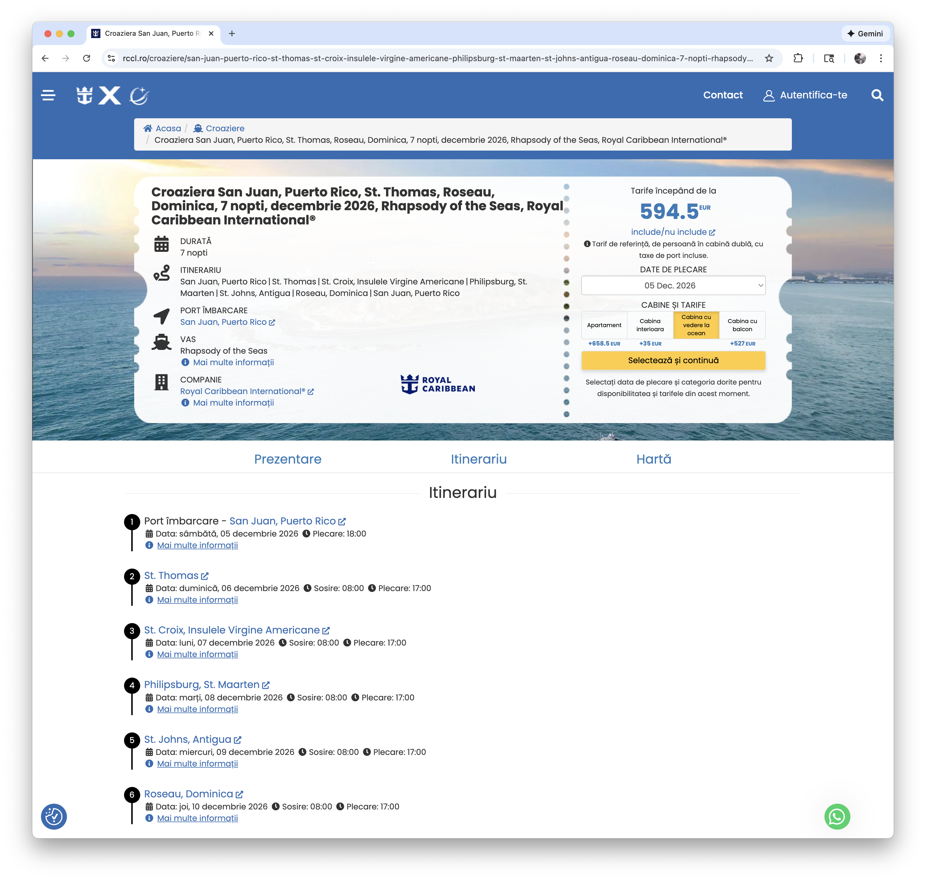 Itinerary days on rccl.ro